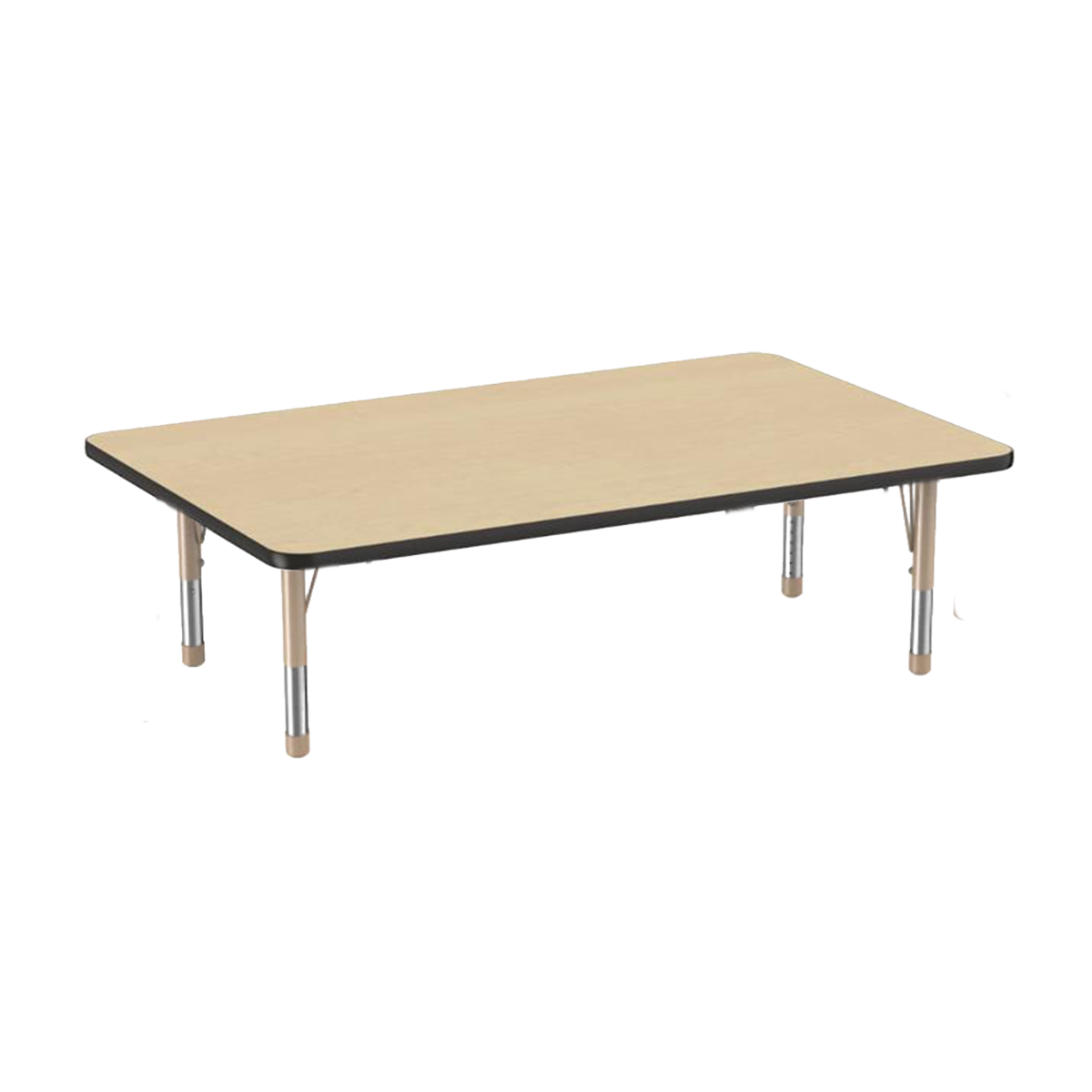 Rectangle Maple/Black Activity Table with Standard or Chunky Adjustable Legs