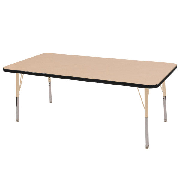 Rectangle Maple/Black Activity Table with Standard or Chunky Adjustable Legs