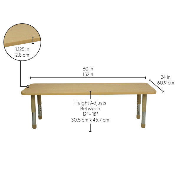 Rectangle Maple/Maple Activity Table with Tiny Tot Adjustable Legs