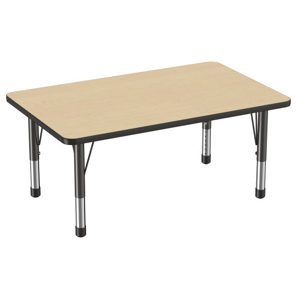 Rectangle Maple/Black Activity Table with Standard or Chunky Adjustable Legs