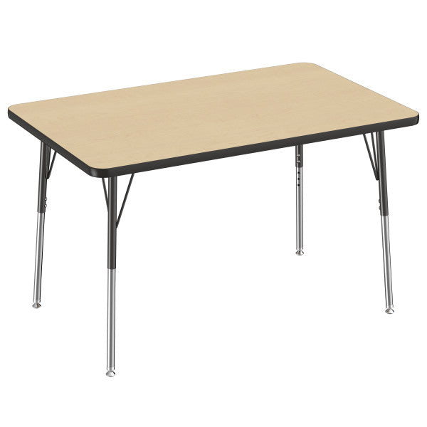 Rectangle Maple/Black Activity Table with Standard or Chunky Adjustable Legs