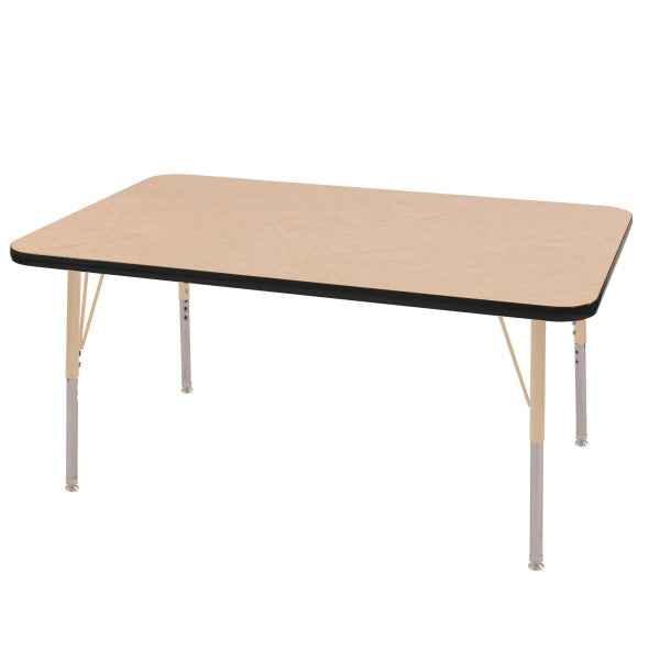 Rectangle Maple/Black Activity Table with Standard or Chunky Adjustable Legs