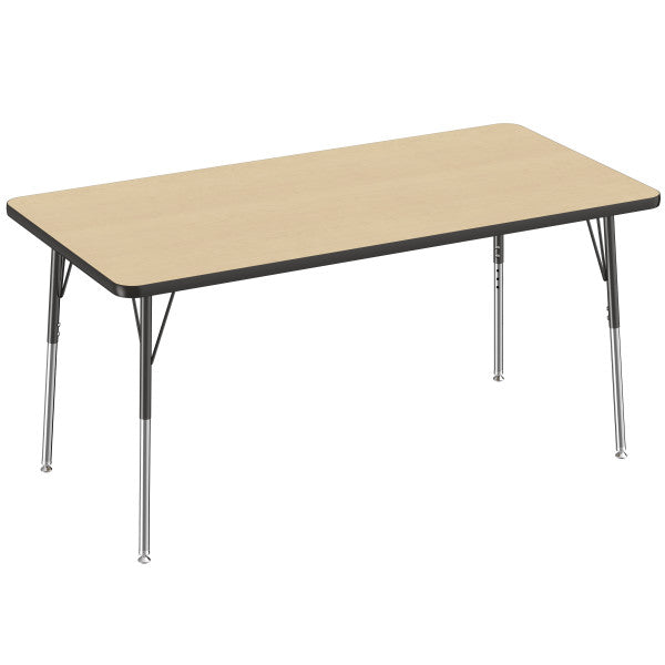 Rectangle Maple/Black Activity Table with Standard or Chunky Adjustable Legs