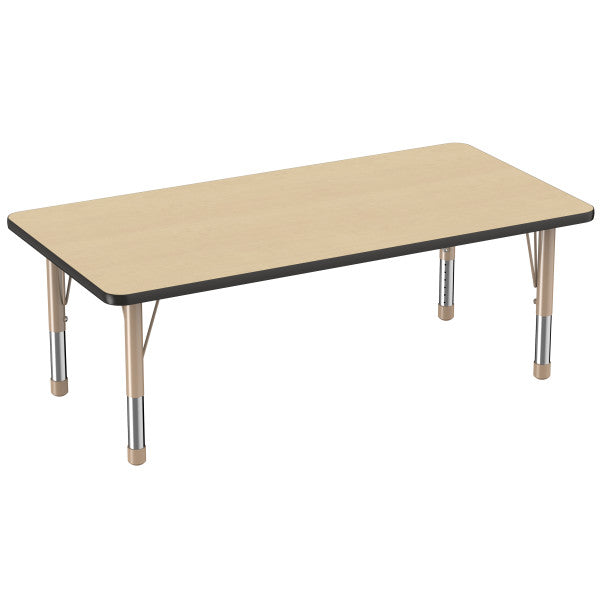 Rectangle Maple/Black Activity Table with Standard or Chunky Adjustable Legs
