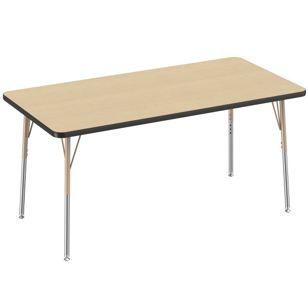 Rectangle Maple/Black Activity Table with Standard or Chunky Adjustable Legs