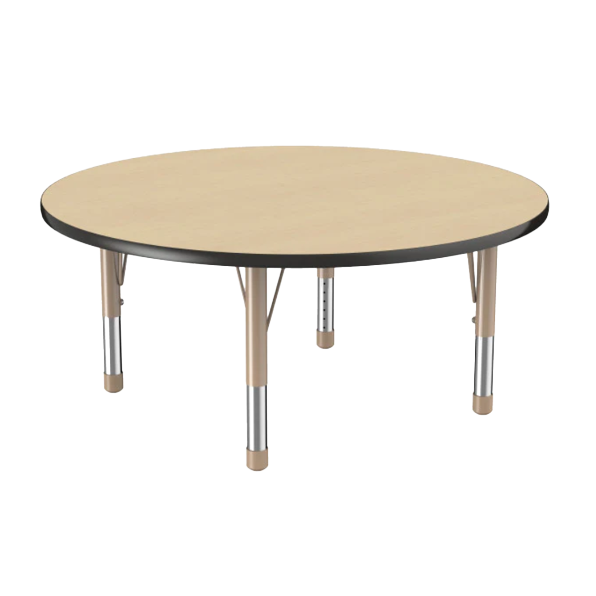 Round Maple/Black Activity Table with Standard or Chunky Adjustable Legs
