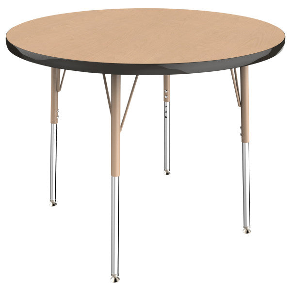 Round Maple/Black Activity Table with Standard or Chunky Adjustable Legs