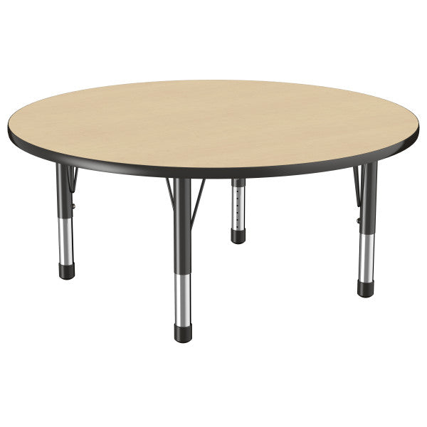 Round Maple/Black Activity Table with Standard or Chunky Adjustable Legs