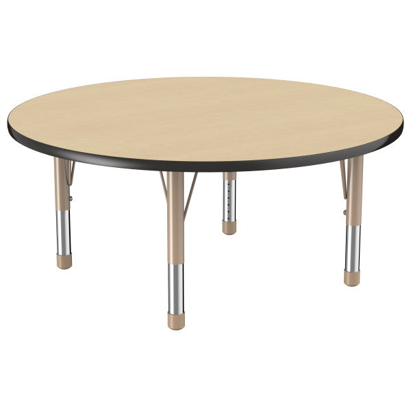 Round Maple/Black Activity Table with Standard or Chunky Adjustable Legs