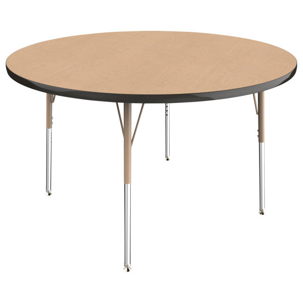 Round Maple/Black Activity Table with Standard or Chunky Adjustable Legs
