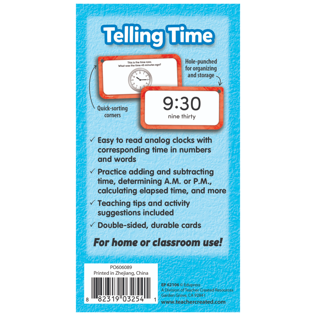Telling Time Flash Cards Deluxe Set