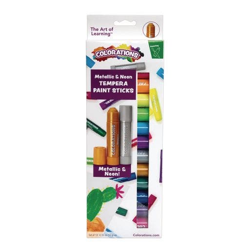 Colorations Metallic & Neon Tempera Paint Sticks Set of 12