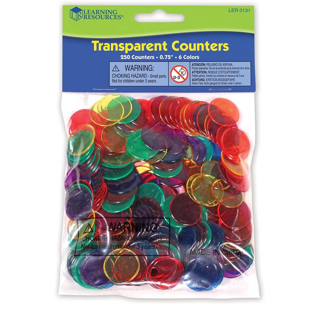 Transparent Counters Set of 250 6 Colours