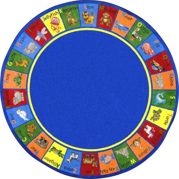 Animal Phonics Round Multi Carpet 7ft 7in
