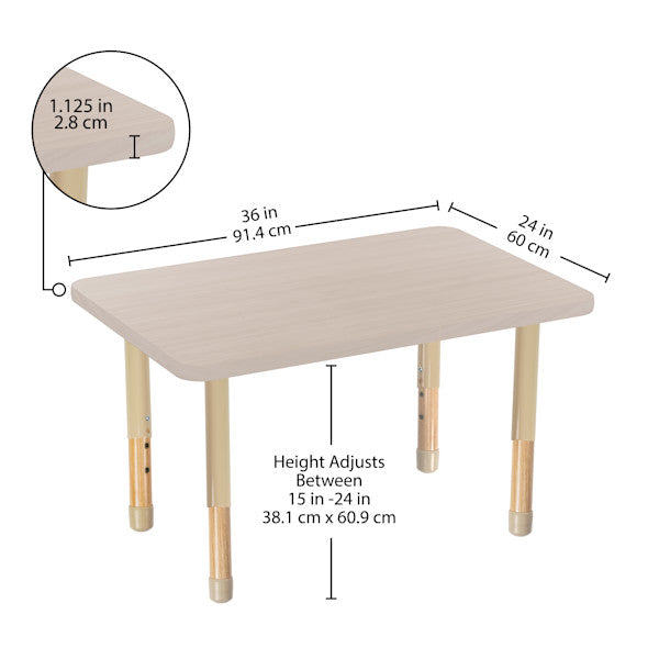 Rectangle Asian Sand Activity Table with Chunky Wood & Steel Table Legs