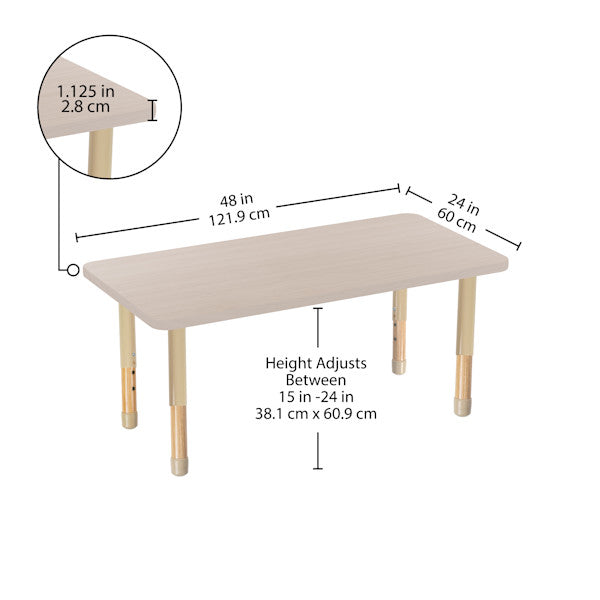 Rectangle Asian Sand Activity Table with Chunky Wood & Steel Table Legs