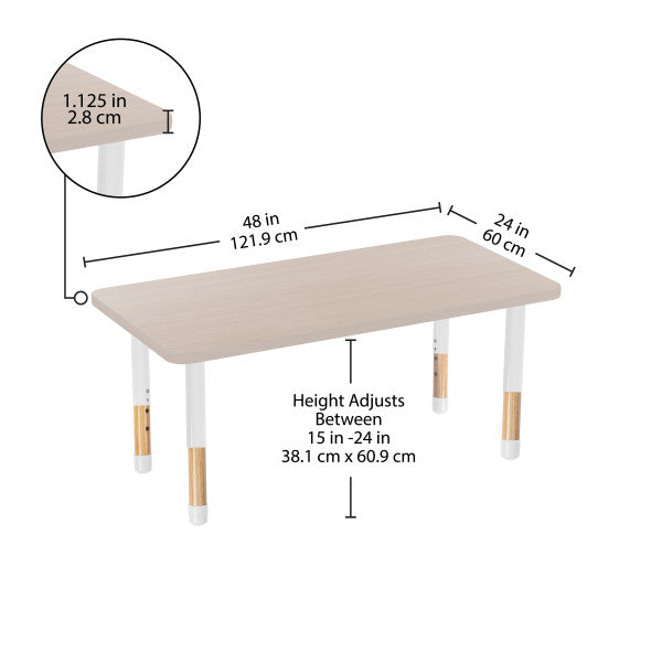Rectangle Asian Sand Activity Table with Chunky Wood & Steel Table Legs