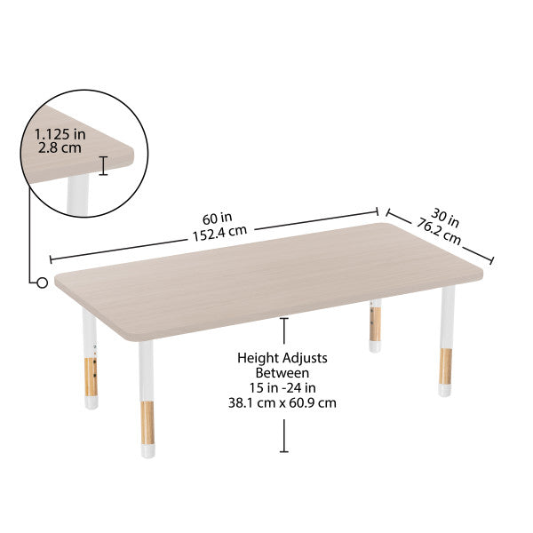 Rectangle Asian Sand Activity Table with Chunky Wood & Steel Table Legs