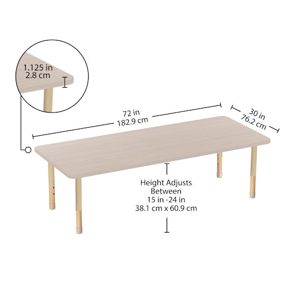 Rectangle Asian Sand Activity Table with Chunky Wood & Steel Table Legs