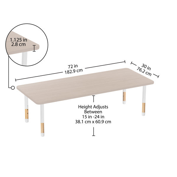 Rectangle Asian Sand Activity Table with Chunky Wood & Steel Table Legs