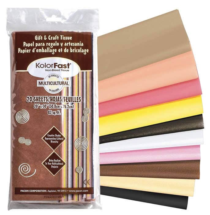 Assorted 20 x 30 Multicultural Tissue Paper 20 Sheets