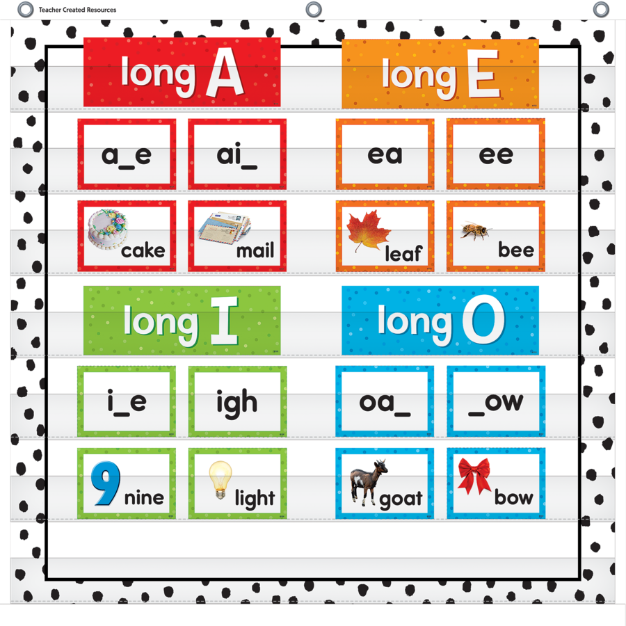 Black Painted Dots on White 7 Pocket Chart 28 x 28in