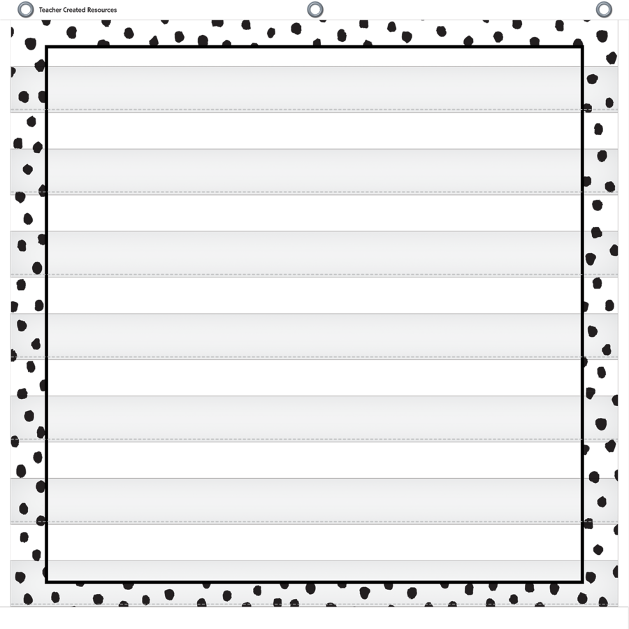 Black Painted Dots on White 7 Pocket Chart 28 x 28in