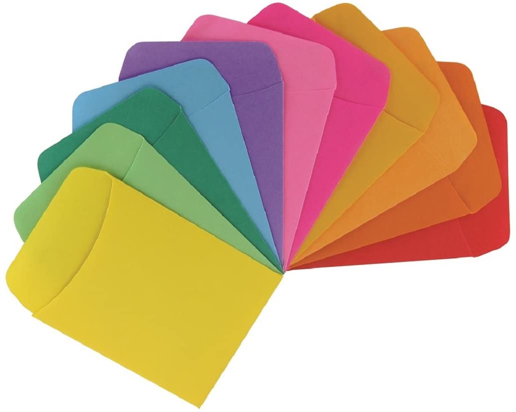 Library Pockets 30 Pack 10 Colors