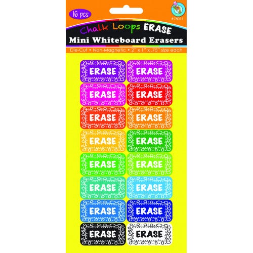 Chalk Loops Mini Whiteboard Erasers 16 pack