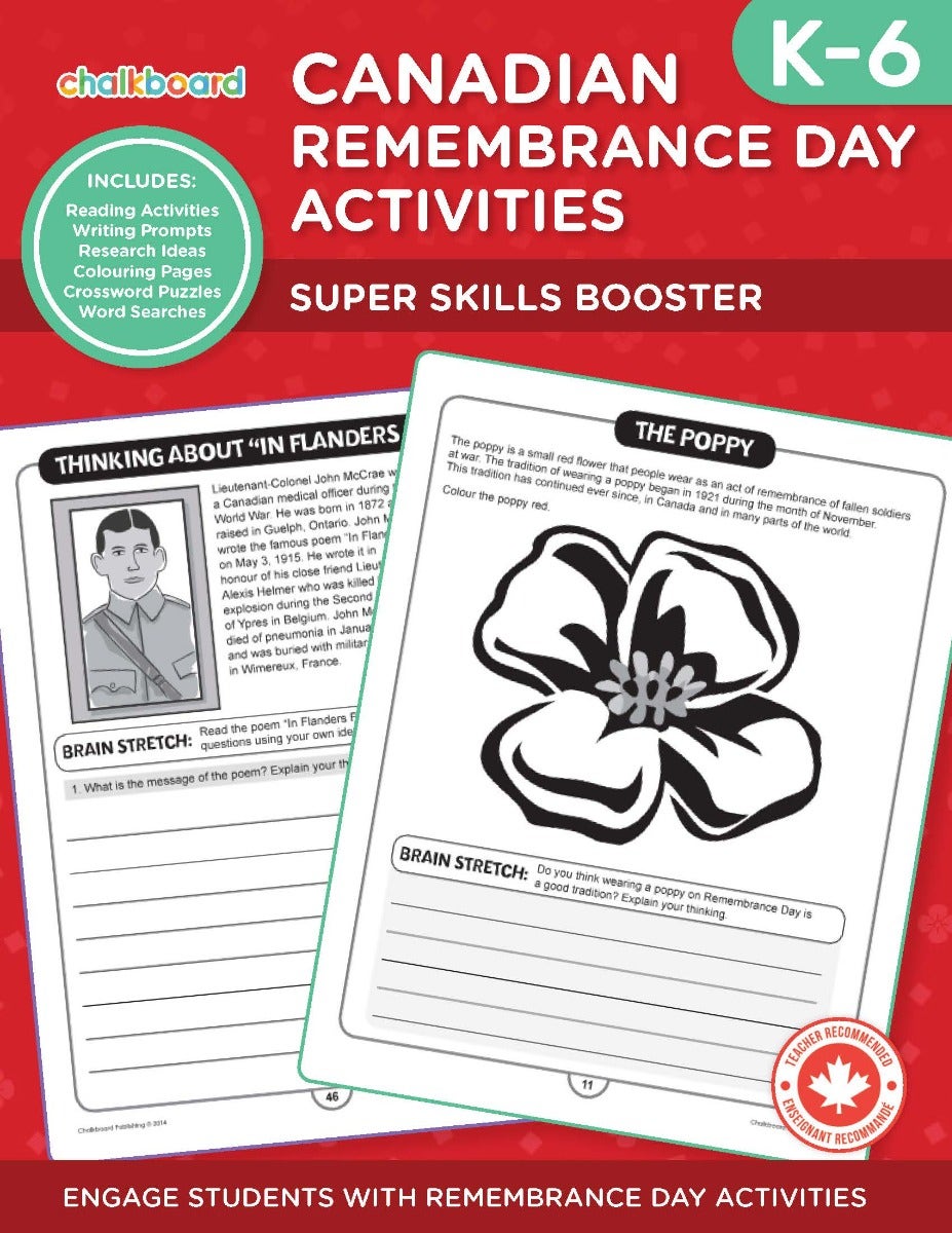 Canadian Instant Remembrance Day Activities Grades K-6 Ebook