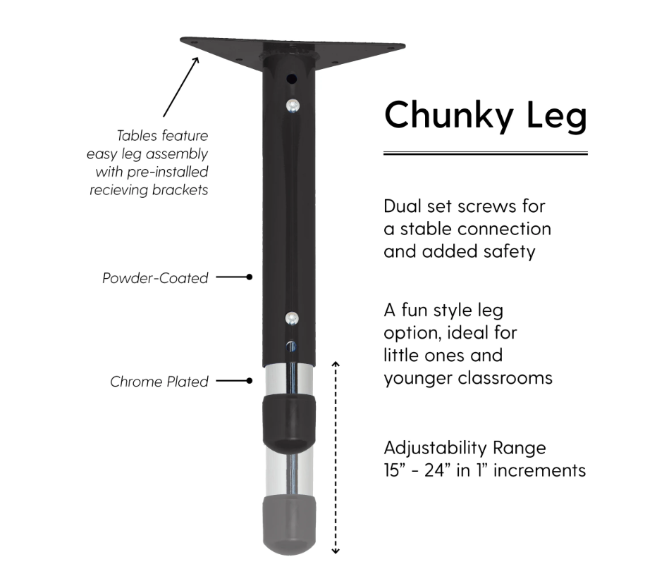 Rectangle Grey/Black Activity Table with Standard or Chunky Adjustable Legs