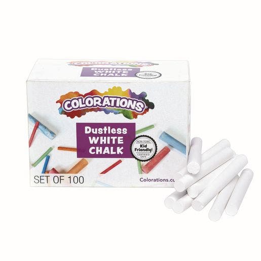 Colorations Dustless White Chalk 100 Pcs