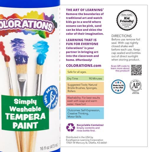Colorations Simply Washable Tempera Paint 16oz Collection