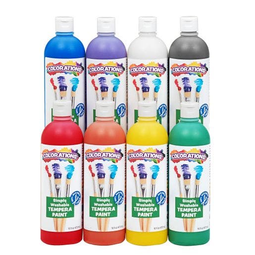 Colorations Simply Washable Tempera Paint Rainbow 16oz Collection