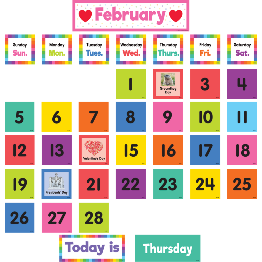 Colorful Calendar Pocket Chart Cards