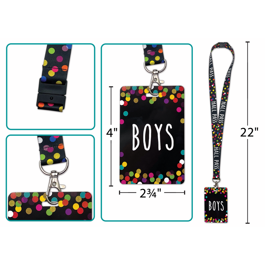 Confetti Hall Pass Lanyards