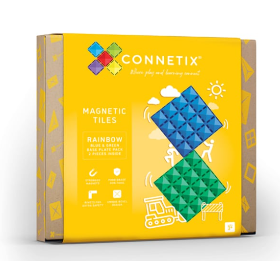 Connetix Rainbow Blue & Green Base Plate 2 pc