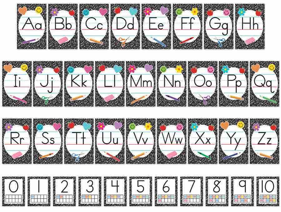 Cool for School Composition Alphabet Bulletin Board