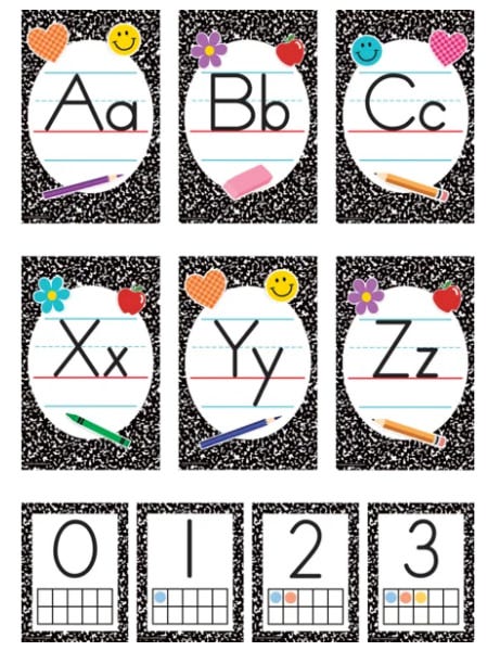 Cool for School Composition Alphabet Bulletin Board