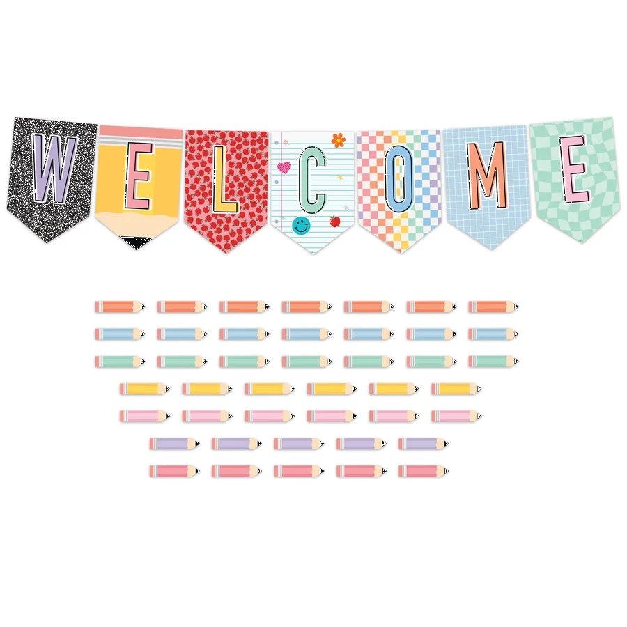 Cool for School Pennants Welcome Bulletin Board