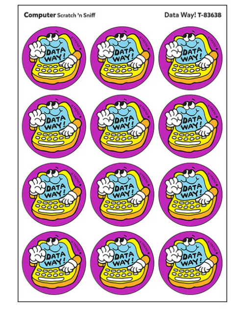 Data Way Computer scent Retro Scratch n Sniff Stinky Stickers 24 ct