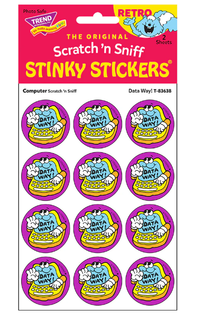 Data Way Computer scent Retro Scratch n Sniff Stinky Stickers 24 ct