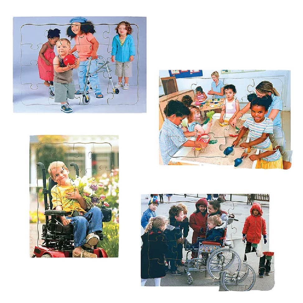 Diversity & Inclusion 4 Puzzle Set includes: Friends Red Bal