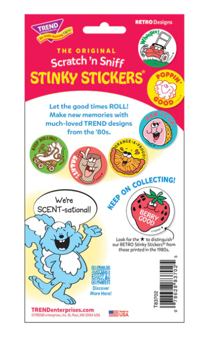 eek Bone scent Retro Scratch n Sniff Stinky Stickers 24 ct