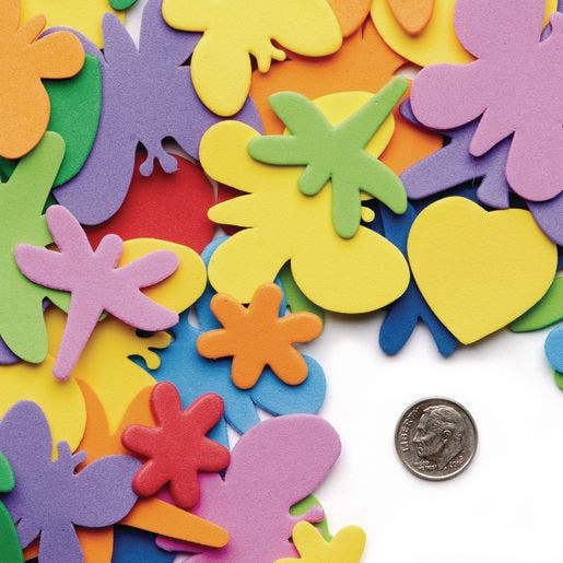 Flowers Hearts & Bug Foam Shapes 500 pc