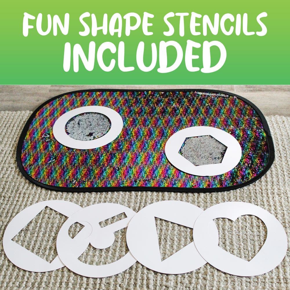 Giant Reversible Rainbow Sequins Toy with Shape Stencils