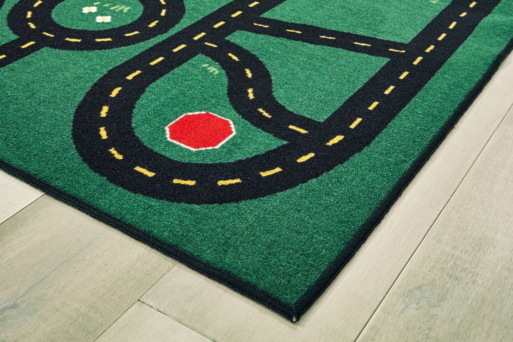 Go-Go Driving Rectangle Green Carpet 4ft x 6ft