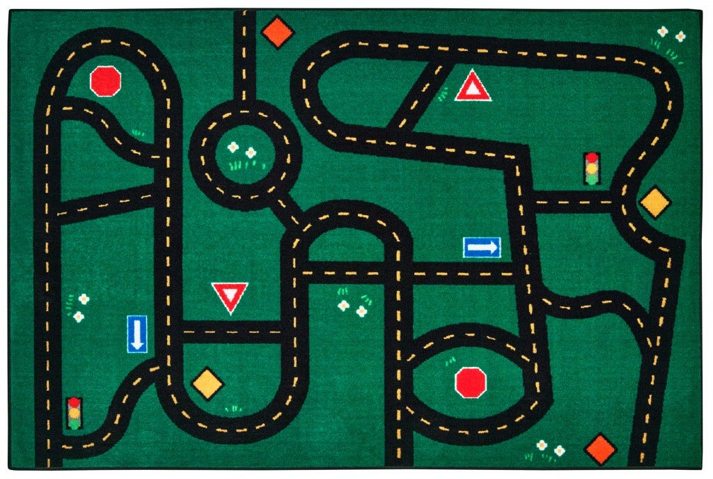 Go-Go Driving Rectangle Green Carpet 4ft x 6ft