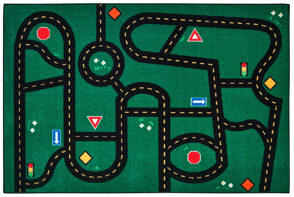 Go-Go Driving Rectangle Green Carpet 4ft x 6ft