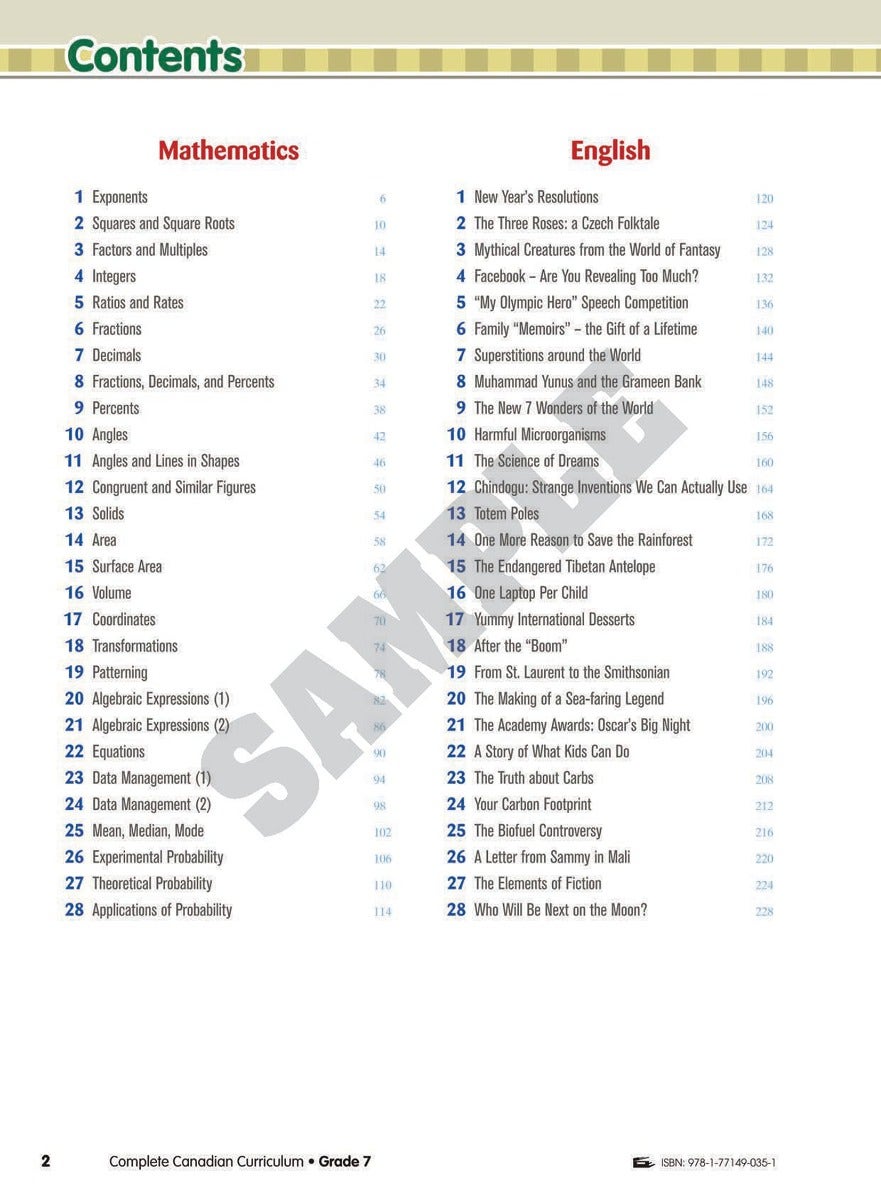 Gr 7 Complete Canadian Curriculum